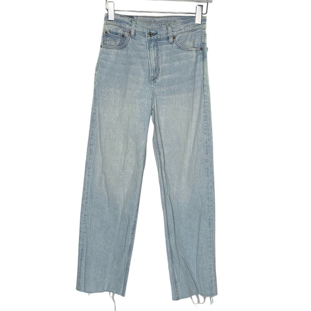 American Eagle Highest Rise Baggy Straight Jeans 2 Extra Long Light Wash